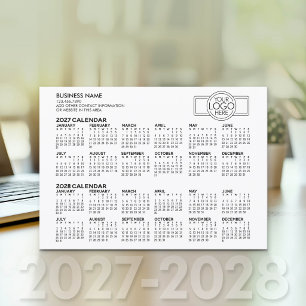 Enkel 2027 2028 Kalender - Företagets logotyp och Julkort