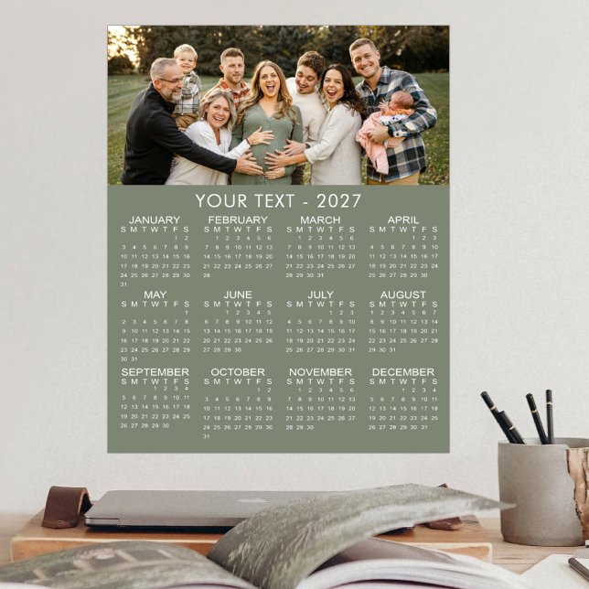 Enkel 2027 Fotokalender Anpassade Färger Poster (Skapare uppladdad)