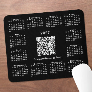 Enkel 2027-kalender Företag QR-kod Svart Musmatta