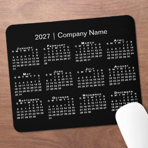 Enkel 2027 kalender företagsnamn svart musmatta