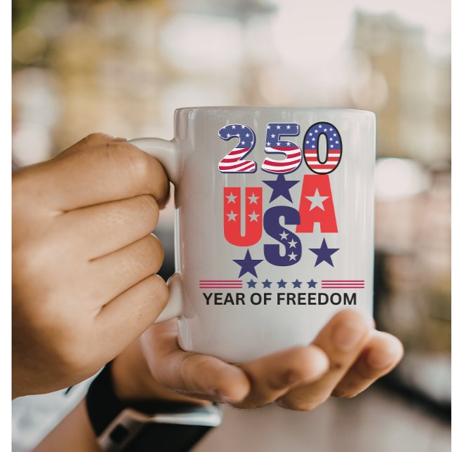 Enkel 250:e USA:s självständighet patriotisk 4:e j Kaffemugg (Skapare uppladdad)