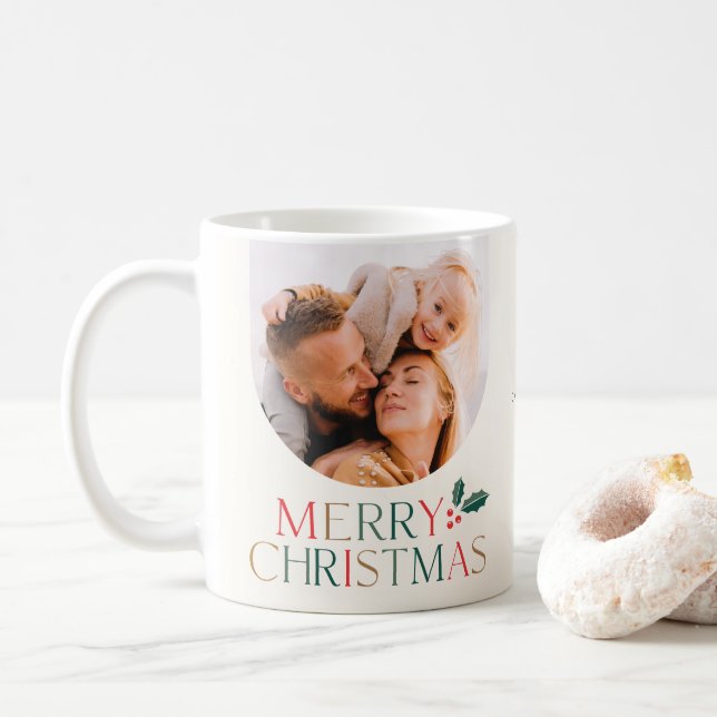 Enkel 2 Foto Båge Färgglad God Jul Kaffemugg (Med munk)
