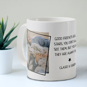 Enkel 2-foto- och citat-kaffe kopp för goda vänner