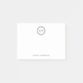 Enkel 2 initialcirkel Monogrammed Post-it Block