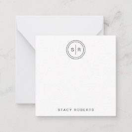 Enkel 2 inledande cirkel, monogrammad fyrkant anteckningskort