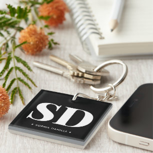 Enkel 2 Monogram initial Retro Black White