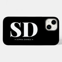 Enkel 2 Monogram initial Retro Black White