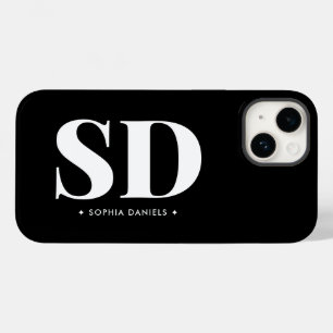 Enkel 2 Monogram initial Retro Black White