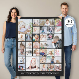 Enkel 30-bilds fotokollage med anpassad färg och t fleecefilt
