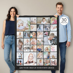 Enkel 30-bilds fotokollage med anpassad färg och t fleecefilt