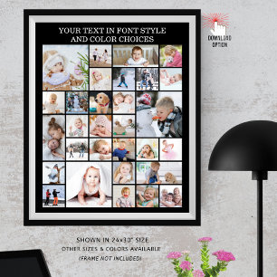 Enkel 30-bilds fotokollage med anpassad färg och t poster