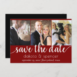 Enkel 3-foto | Klassisk Mörk Röd vit och svart Spara Datumet