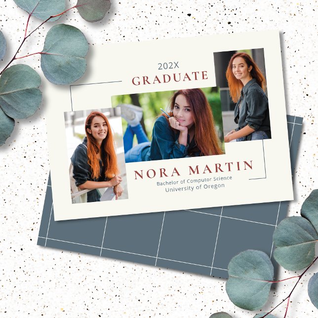 Enkel 3 Photo Burgundy Dusty Blue Meddelande (Skapare uppladdad)