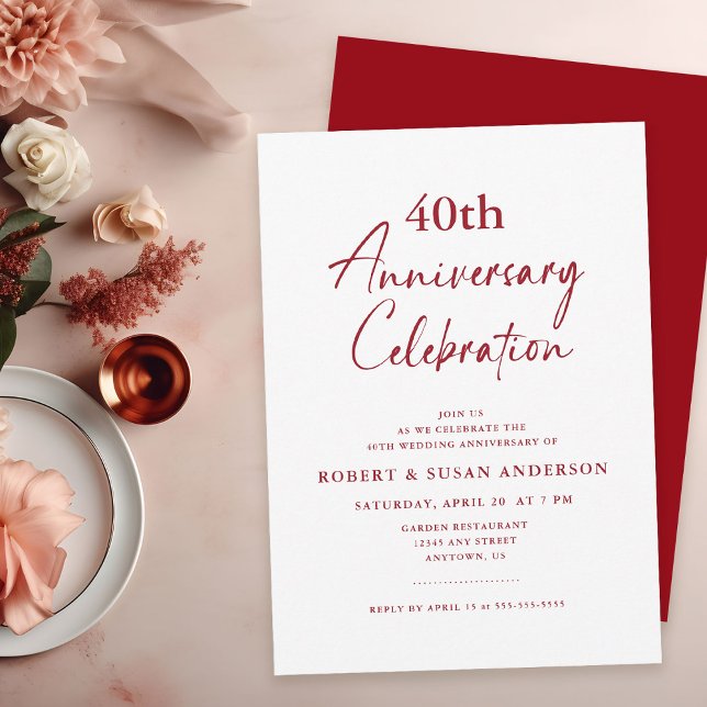 Enkel 40-årsdag i Bröllop, Ruby Red Inbjudningar (Skapare uppladdad)