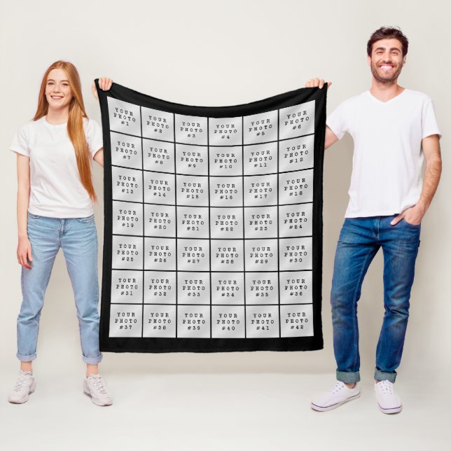 Enkel 42 fotokollage Anpassningsbar Färg Fleecefilt (På plats)