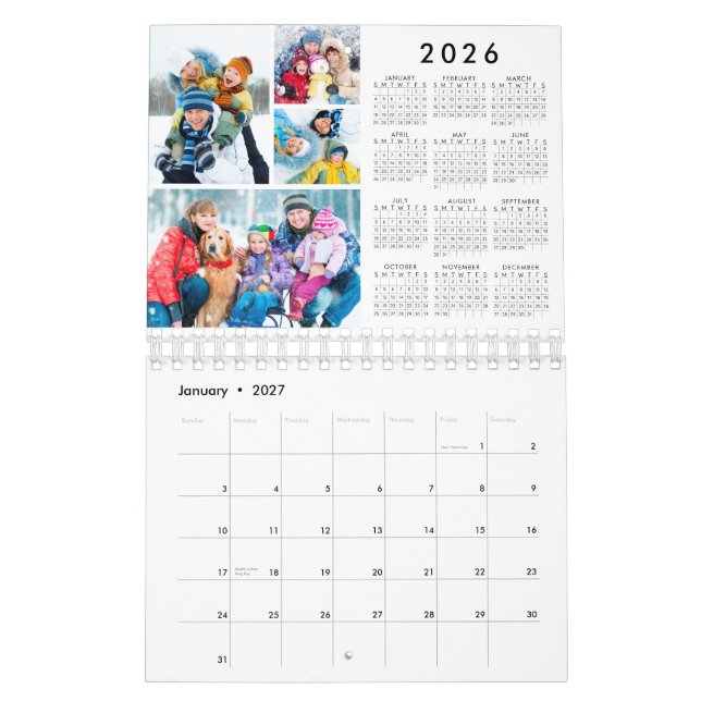 Enkel 4 bilder per månad 2026 Översiktlig kalender (Jan 2027)