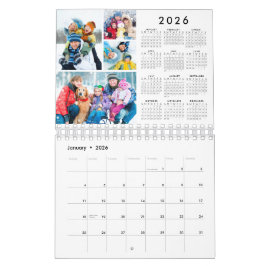 Enkel 4 bilder per månad 2026 Översiktlig kalender