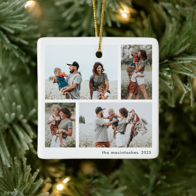 Enkel 4-fotogalleriskript God Jul Julgransprydnad Keramik (Träd)