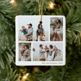 Enkel 4 fotokollage God jul Julgransprydnad Keramik