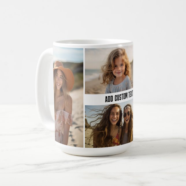 Enkel 4-fotokollage med en rad text kaffemugg (Framsida vänster)