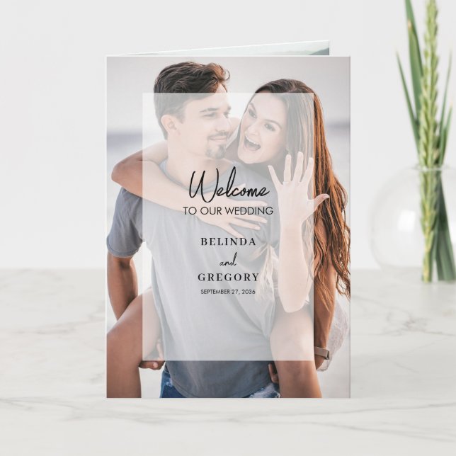 Enkel 4 fotoöverlägg med Bröllop-serviceorder Program (Framsida)