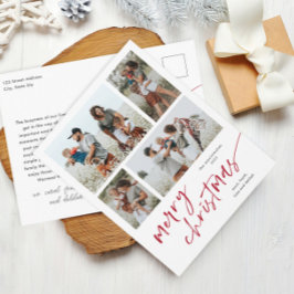 Enkel 4 Fotos Kollage Script God Jul Helg Vykort