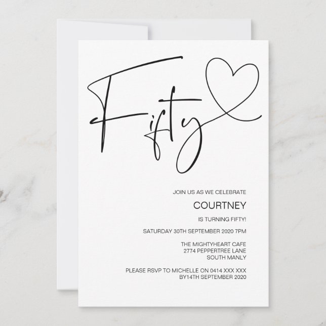 Enkel 50:e femtionde Födelsedagsfesten Firande Inbjudningar (Framsida)