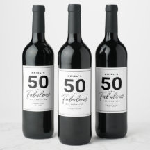 Enkel 50 & Fabulous Personlig Vin-etikett