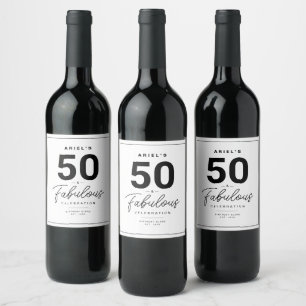 Enkel 50 & Fabulous Personlig Vin-etikett Vinflaska Etikett