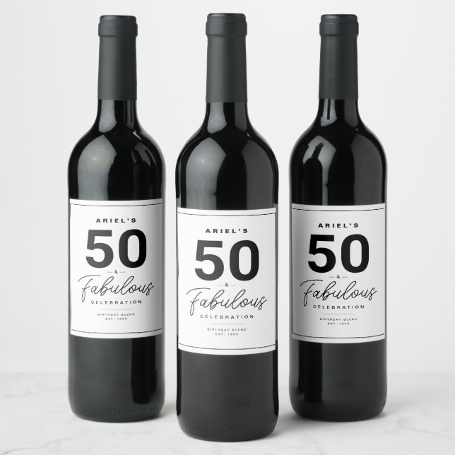 Enkel 50 & Fabulous Personlig Vin-etikett Vinflaska Etikett (Flaskor)