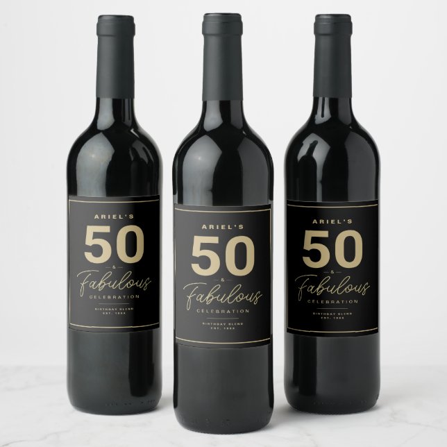 Enkel 50 & Fabulous Personlig Vin-etikett Vinflaska Etikett (Flaskor)