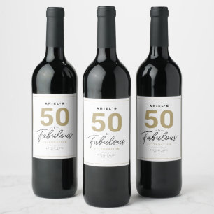 Enkel 50 & Fabulous Personlig Vin-etikett Vinflaska Etikett