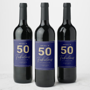 Enkel 50 & Fabulous Personlig Vin-etikett Vinflaska Etikett