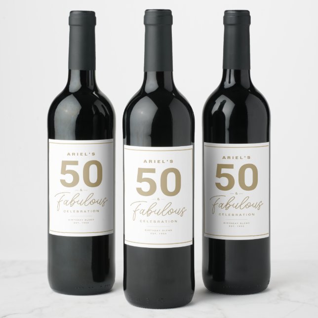 Enkel 50 & Fabulous Personlig Vin-etikett Vinflaska Etikett (Flaskor)