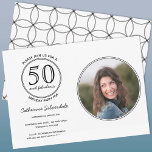 Enkel 50- och Fabulous Photo Födelsedagsfest Inbjudningar<br><div class="desc">En modern typografi-monoton 50 i eleganten och Fabulous-design som hjälper dig att fira denna milstolpe-födelsedag. Ersätt fotografiet och ändra ålder och detaljer för att anpassa det. Photo kredit: Photography © Storytree Studios,  Stanford,  CA</div>
