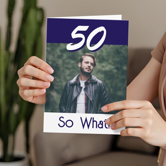 Enkel 50, så vilket 50:e födelsedag roligt foto kort (Skapare uppladdad)
