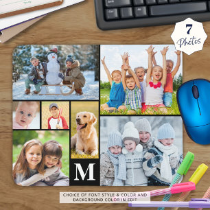 Enkel 7 Anpassningsbar för fotokollage i monogram Musmatta