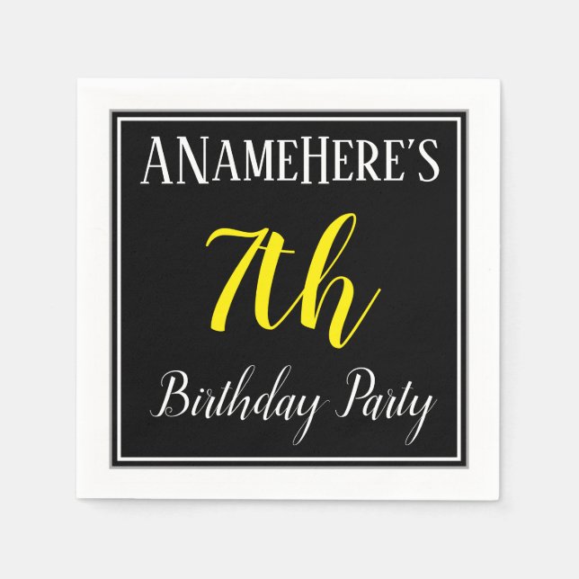 Enkel, 7:e-Födelsedagsfest med eget namn Pappersservett (Framsidan)