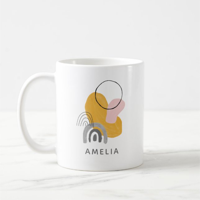 Enkel Abstrakt Boho Shapes Cute Personlig Kaffemugg (Vänster)