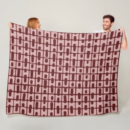 Enkel Abstrakt Burgundy Rosa Mönster Fleecefilt