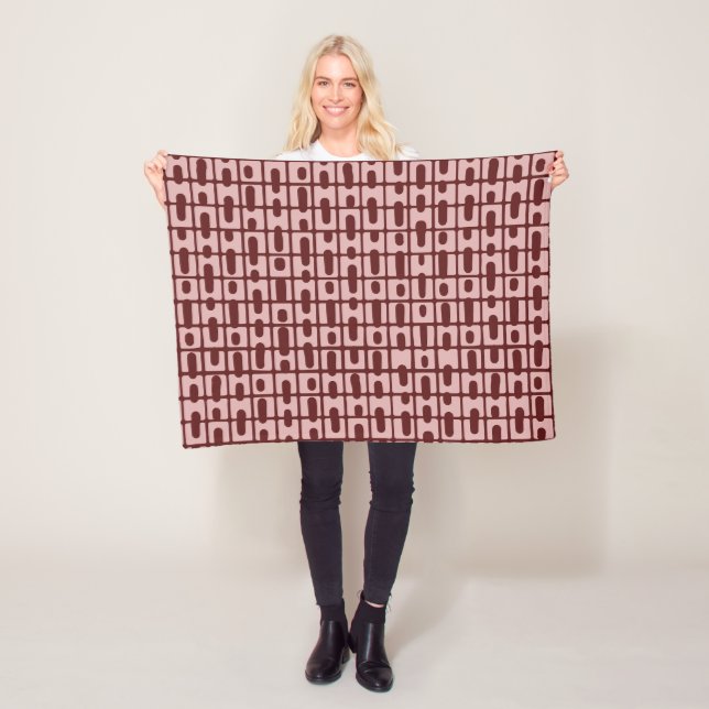 Enkel Abstrakt Burgundy Rosa Mönster Fleecefilt (På plats)