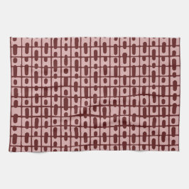 Enkel Abstrakt Burgundy Rosa Mönster Kökshandduk
