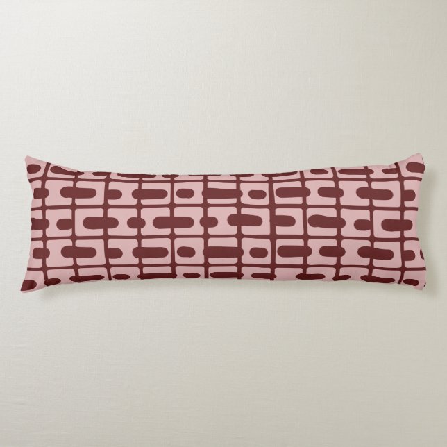 Enkel Abstrakt Burgundy Rosa Mönster Kroppskudde (Framsidan)