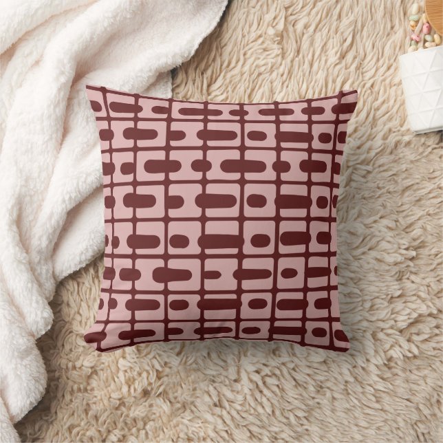 Enkel Abstrakt Burgundy Rosa Mönster Kudde (Filt)