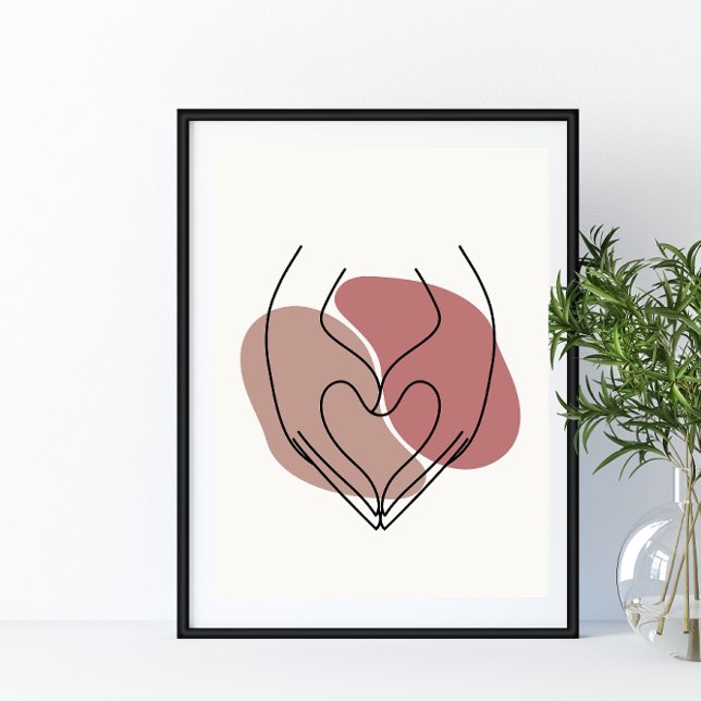 Enkel Abstrakt Minimal Boho Stil Händer Heart Poster (Skapare uppladdad)