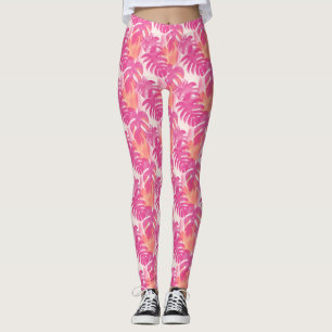 Enkel abstrakt mönster med löv av monstera, f leggings