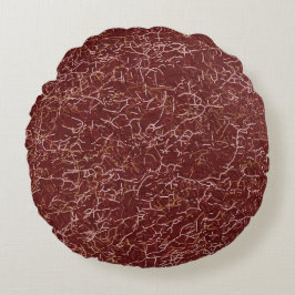 Enkel Abstrakt, röd Mönster Rund Kudde