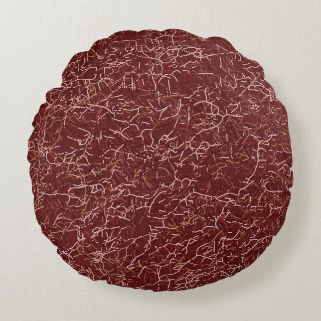 Enkel Abstrakt, röd Mönster Rund Kudde (Framsidan)