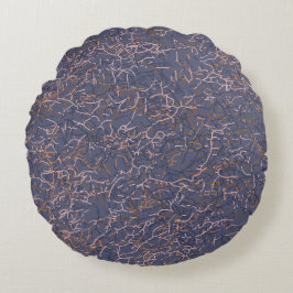 Enkel Abstrakt Tråden Art Blue Mönster Rund Kudde