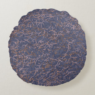 Enkel Abstrakt Tråden Art Blue Mönster Rund Kudde